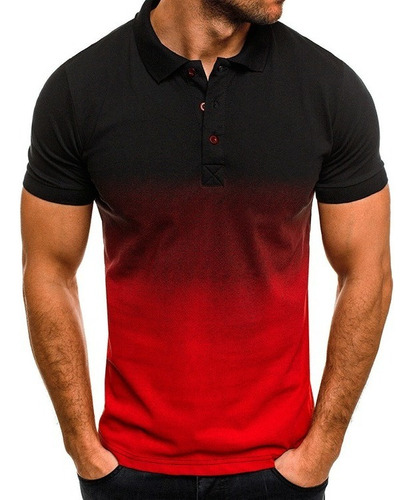 Playera Tipo Polo Casual Calidad Manga Corta Gradiente 3d