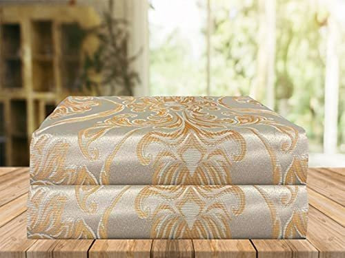 Cortinas Elegantes Jacquard Beige, 54x84 Pulgadas, Set De 2