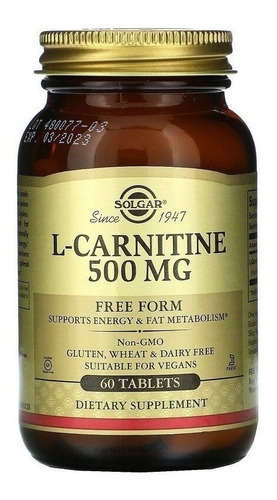 Solgar | L-carnitine | Free Form | 500mg | 60 Tablets | Usa