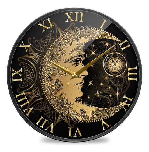 Reloj De Pared Bohemio Con Diseño De Luna Creciente, Sol, Ma