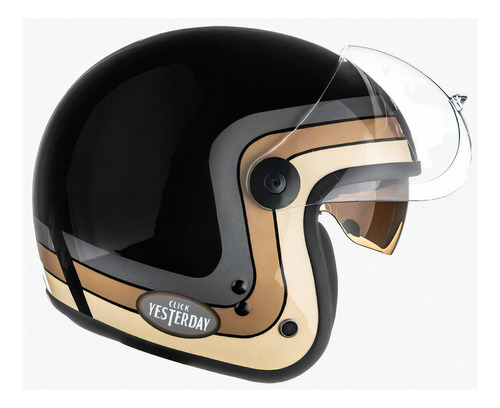 Capacete Moto Peels Click Yesterday Masculino Feminino Cor Preto com dourado Tamanho do capacete 58