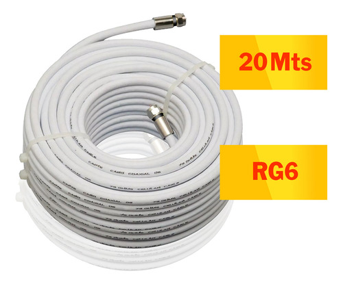 Cabo Rg6 60% De Malha Com Conector De Compressão 20 Mts