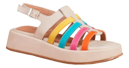 Sandalias Franciscanas Mujer Cuero 100% Plataforma Moda Roma