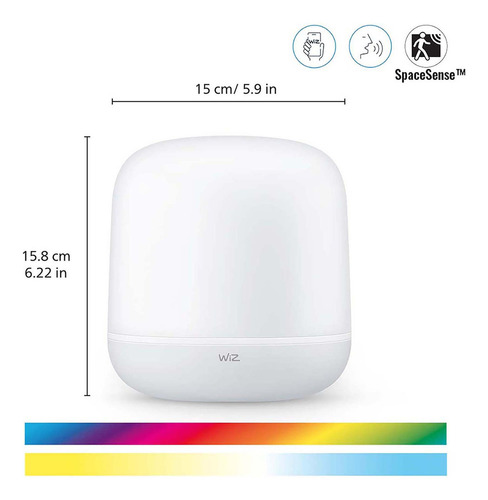 Lámpara Inteligente portátil WiZ Hero con luz multicolor controlable Wi-Fi y altavoces inteligentes, perfecta para crear ambientes vibrantes y personalizables en cualquier lugar