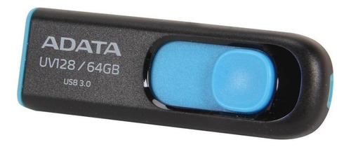 Memoria USB Adata UV128 64GB 3.2 Gen 1 negro y azul