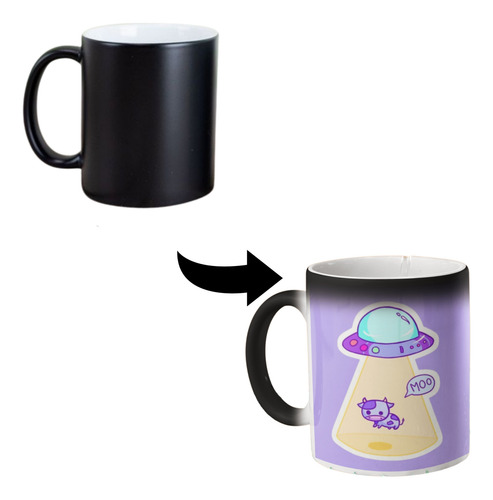 Taza Magica Ovni Y Vaca Termosensible 320 Ml Ovni Y Vaca