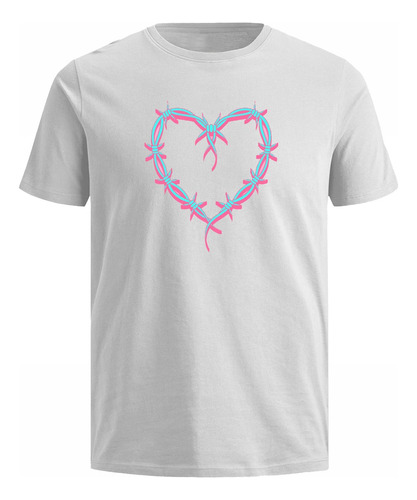 Camisetas Corazon Cercado En Puas Algodon Blanca Karol G