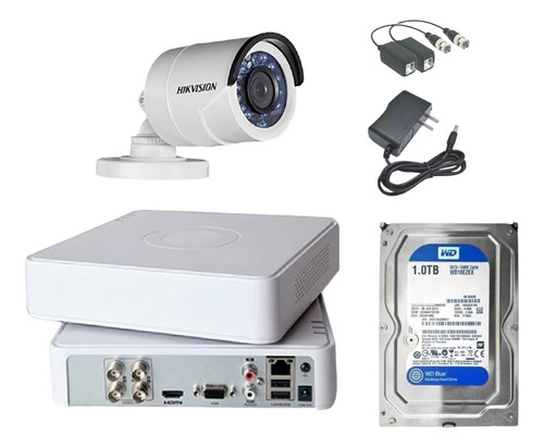 Kit Cctv Hikvision Dvr 4ch 1 Camara Tubo 1080p.