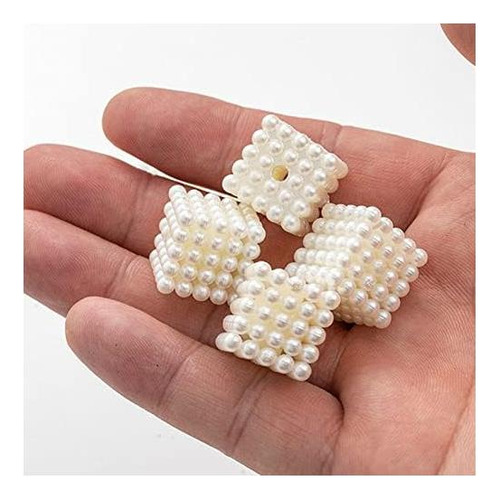 50 Cuentas Cuadradas De Perlas De Imitación Con Cuentas Cuad