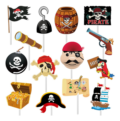 36 Piezas De Decoracion De Pirata Para Cupcakes, Decoracion 