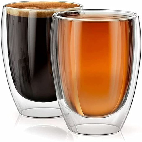 Copo Duplo Vidro 350ml Café Expresso Cerveja Chopp Kit C/2 Cor Transparente