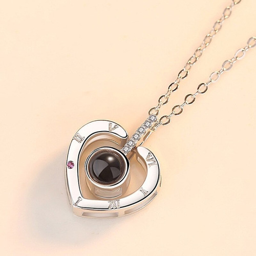 Collar Te Amo 100 Idiomas Corazon + Cajita De Regalo