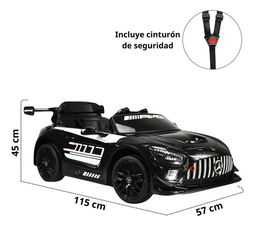 Montable Electrico Para Niño Mercedes Benz Carro De Carreras Color Negro