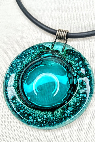 Collar Corto Mc'maru Gargantilla Energía Piedras Naturales Vitrou Turquesa Y Caucho