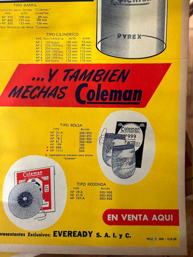 Antigua Publicidad De Tubos Reforzados ¨coleman¨ (Usado)