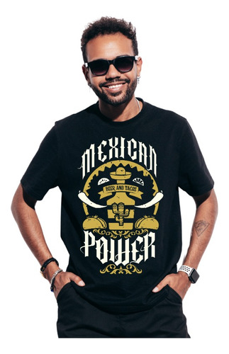 Playera Negra Personalizada Fiestas Patria Viva México Power