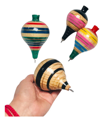 50 Trompos Artesanales De Madera (9) Cm Con Cuerda Mayoreo