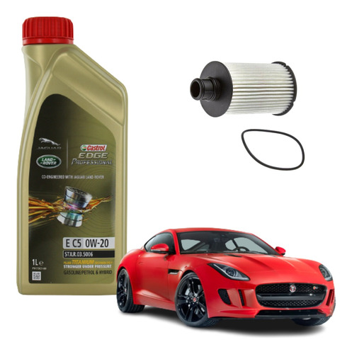 Kit Óleo Castrol Edge 0w20 Jaguar F-type 3.0 2015 2016 2017