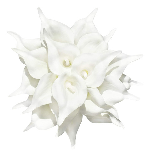 20 Flores De Lirio De Cala Blancas Artificiales Con Látex Su
