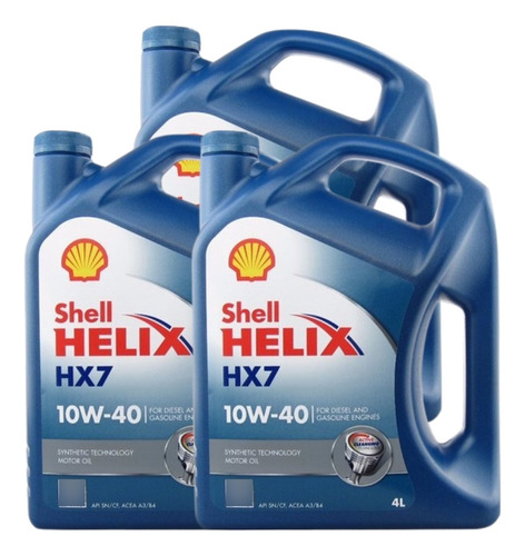 Aceite Shell Helix Hx7 10w40 Synthetic Sn/a3/b4 4lts. X3