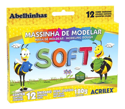 Massinha De Modelar Soft Acrilex Com 12 Cores