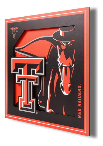 Arte De Pared Logotipo 3d De Ncaa Texas Tech Red Raider...