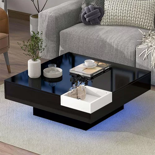 Mesa De Centro Con Almacenamiento Para Sala De Estar Charcoal Negra NUEVO