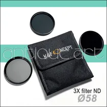 Comprar A64 3x Filtros Ø 58mm Nd2 Nd4 Nd8 Estuche Densidad Neutra Nd