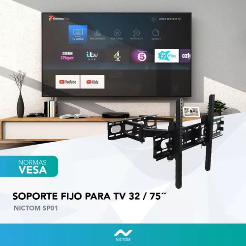 Soporte Tv Doble Brazo Articulado Reforzado 32 43 55 50 40 65 39 Móvil 6  Brazos Color Negro Super Resistente