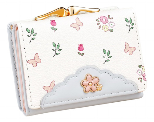 Monedero Rfid Pequeño Con Estampado Floral Para Mujer, Para