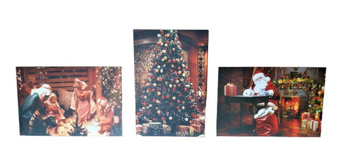 Imagem 1 de 4 de Kit Quadros Decorativos: Presepio Arvore Natal Papai Noel