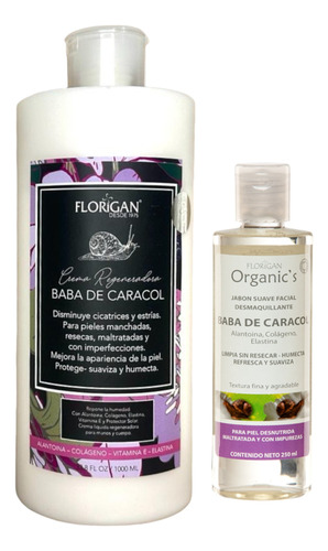 Crema Corporal Baba De Caracol 1lt. Y Jabón 250ml Florigan®