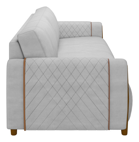 Kit Sofá 02 Lugares Sala Estar 168cm Com 02 Poltronas Flora Pés Madeira M03 Veludo Cinza