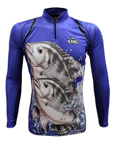 Camisa Camiseta Pesca King Proteção Uv50  Masculino Kff645