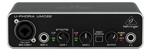 Interface de áudio Behringer U-Phoria Umc22 Studio - preta