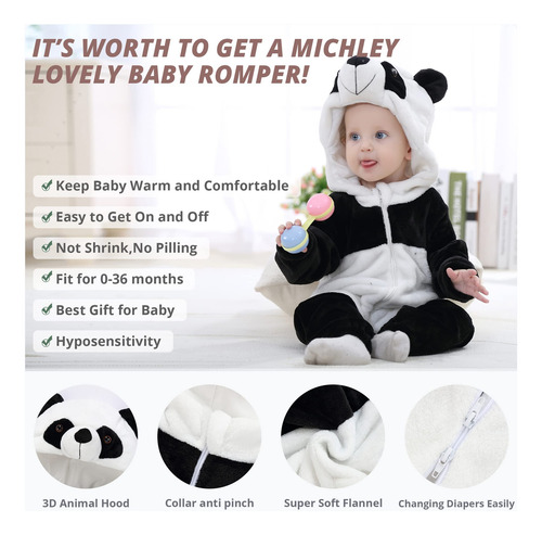 Mameluco Unisex Para Bebés Costume Michley, De Franela, De 2