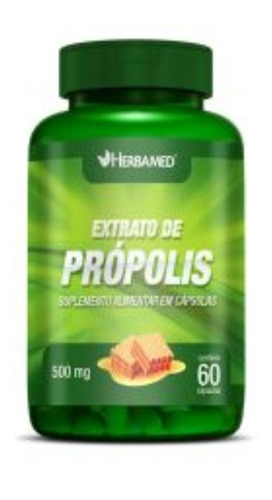 Extrato De Própolis 500mg - 60 Cápsulas - Herbamed Sabor Sem sabor