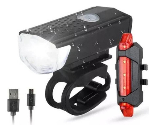 Kit De Luces Led Bicicleta Delantera Y Trasera Recargables