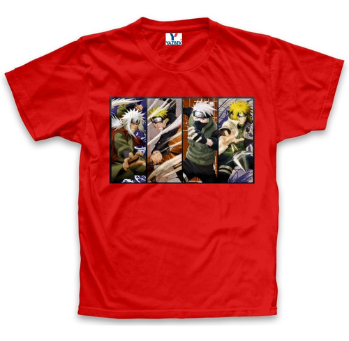 Playera  Naruto Jiraya Minato Sasuke, 100% Algodón