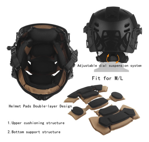 Airsoft Casco Con Rail 30, Almohadillas De Casco Espesadas
