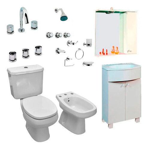 Juego De Baño Completo Griferia Inodoro Vanitory C81 Eg