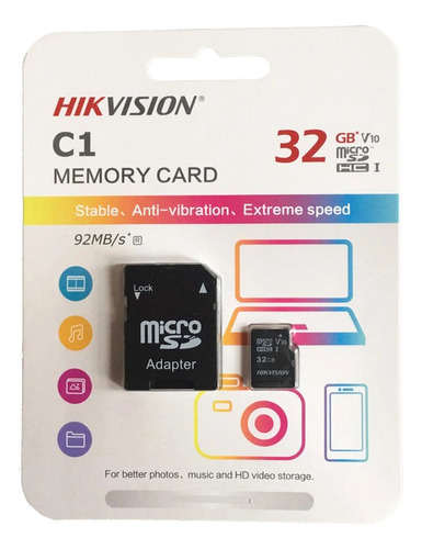 Tarjeta De Memoria Micro Sd Hikvision 32gb 15mb/s Pcreg