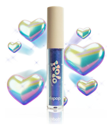 Delineador Holográfico Metalizado Color Azul Aplicador Pincel Marca Dapop Cosmetics Profesional Linea Holo Liquid Eyeliner Formula Liquida Larga Duración Alta Pigmentación Ideal Delineado Gráfico