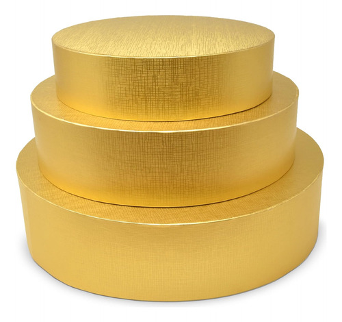 Set De 3 Soportes Tartas De Cartón De Oro, 8  10  12  ...