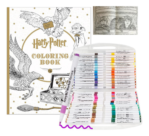 Libro Para Colorear Harry Potter+marcador Acrílico 36 Colore