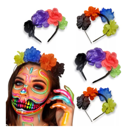 6 Diademas De Flores Artificiales Día De Muertos