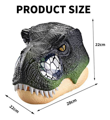 Máscara De Dinosaurio Con Mandíbula Extraíble Con 2 Garras,