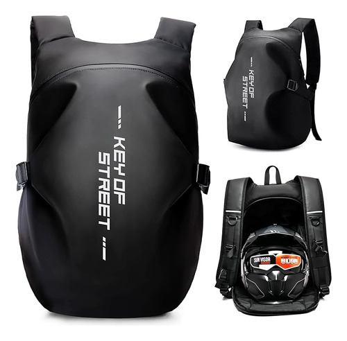 Mochila Impermeable Para Casco Motocicleta (negro, Grande)