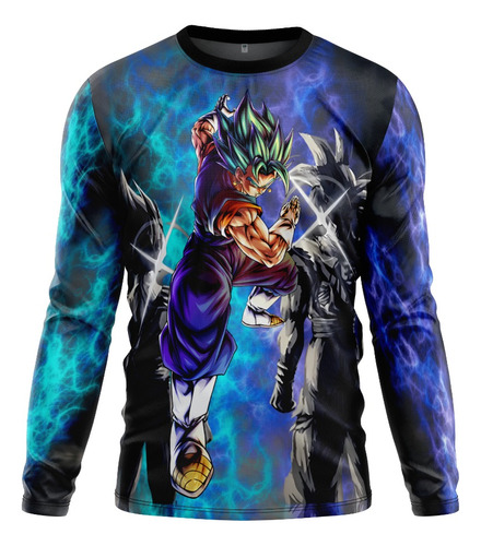 Playera Manga Larga Niños Moda Full Print  Goku Y Vegueta  