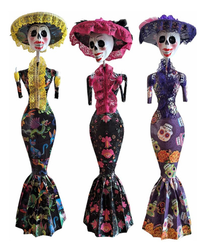 Catrinas De Papel Mache 76 Cm Artesanales Mexicanas